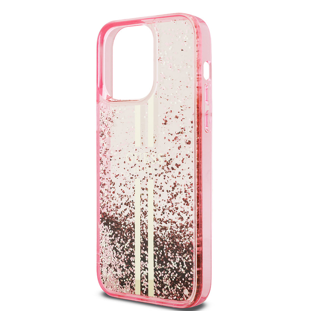 Guess iPhone 14 Pro Max Orjinal Lisanslı Transparan Sıvılı Simli Altın Çizgili Kılıf Guess iPhone 14 Pro Max Orjinal Lisanslı Transparan Sıvılı Simli Altın Çizgili Kılıf